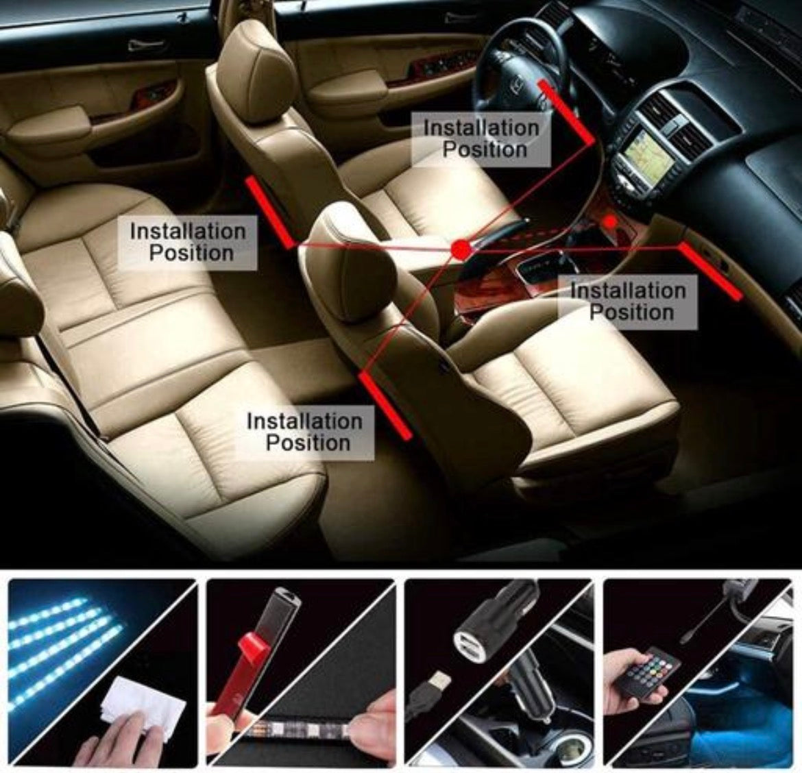 Atmosphere Interior Light Under Dashboard with Remote